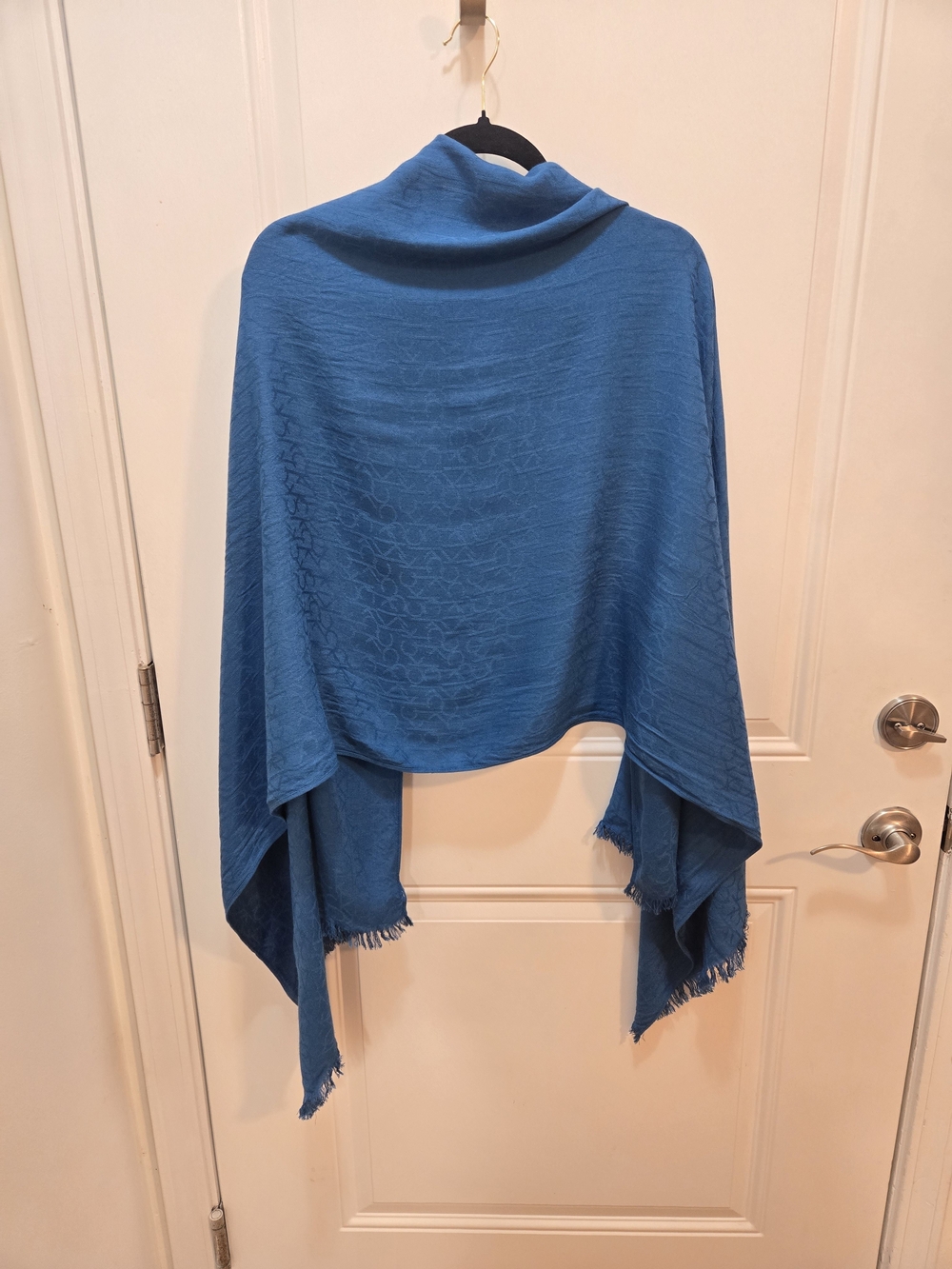 Calvin Klein Blue Fringe Wrap Shawl